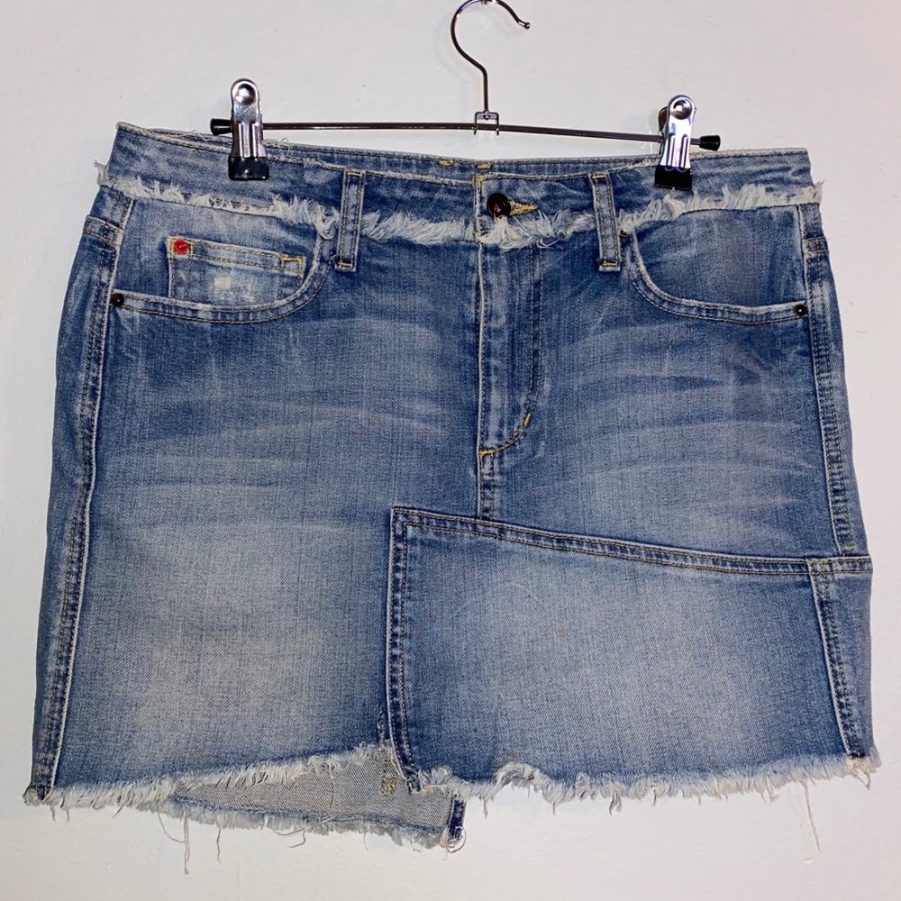 JOES JEANS Denim Asymmetrical Distressed Skirt